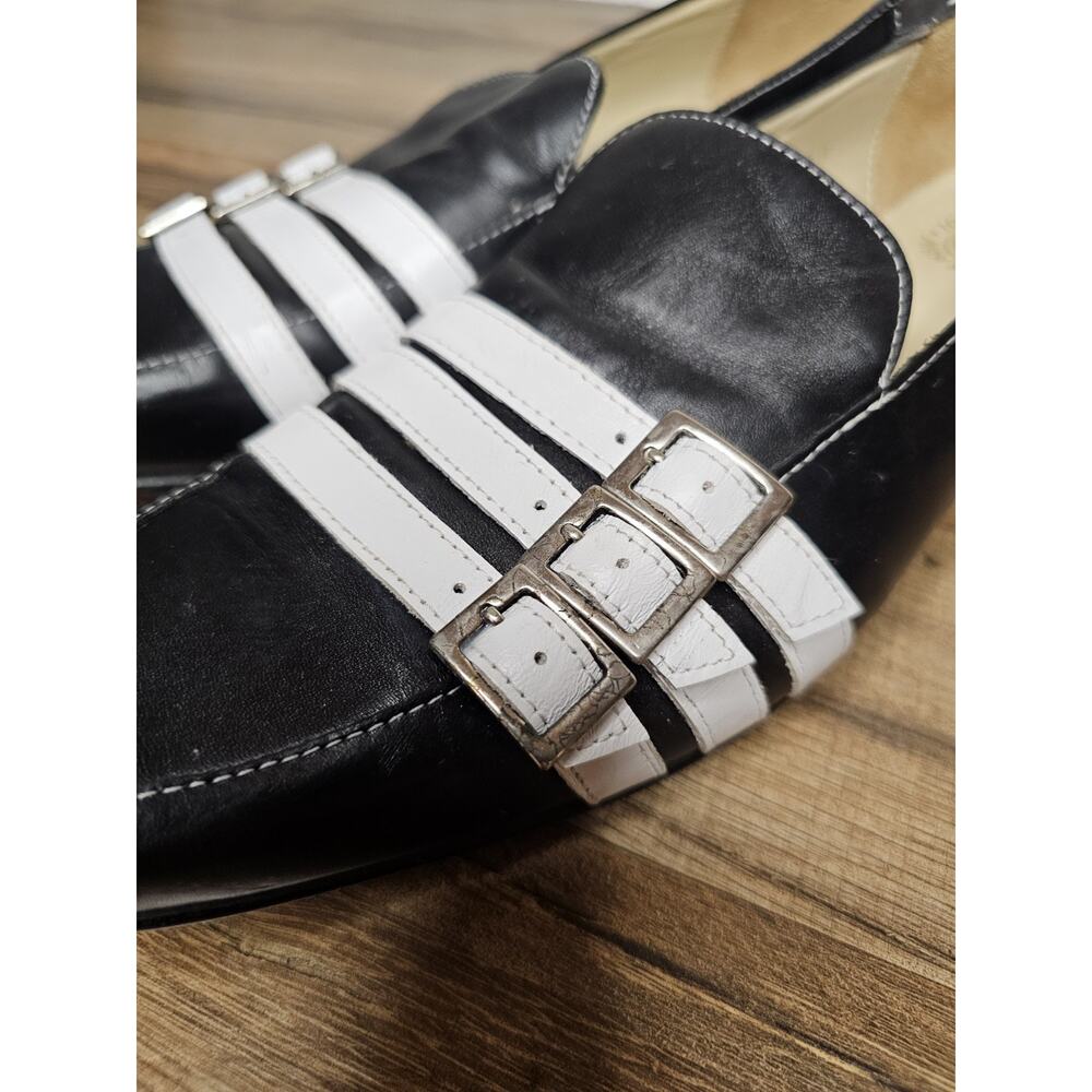 John Fluevog Black & White Leather Loafers Women's Size 10 Made in Portugal Rare - Picture 6 of 12